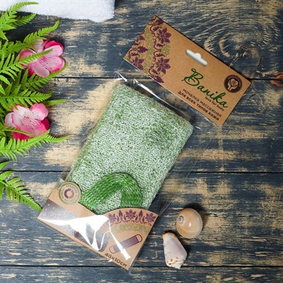 Мочалка банная"Букле" длинная с ручками, 46х10см - фото 2063989