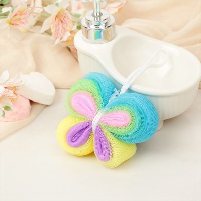 Мочалка для тела 30 гр "Бабочка", цвет МИКС - фото 2063998