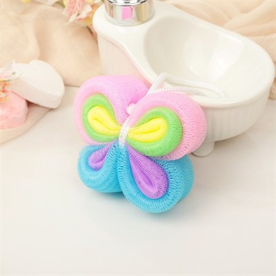 Мочалка для тела 30 гр "Бабочка", цвет МИКС - фото 2064000