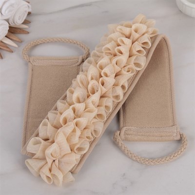 Мочалка-лента массажная 35×12 см, цвет бежевый - фото 2064039