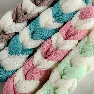 Мочалка для тела косичка 70 гр. цвет МИКС - фото 2064063