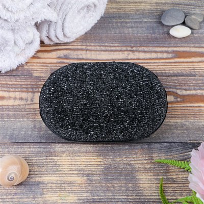 Мочалка банная, большая, 15х11см, древесный уголь - фото 2064075