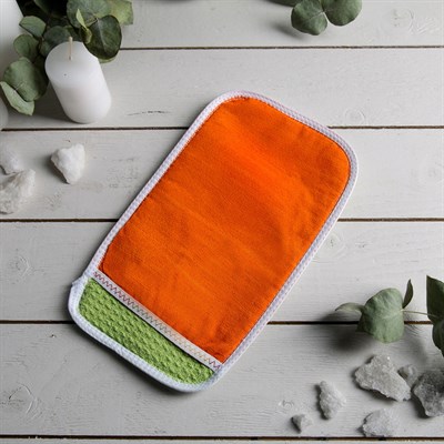 Мочалка-варежка массажная 2-х сторонняя, цвет МИКС - фото 2064085