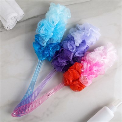 Мочалка на ручке двухцветная 30 г, цвет МИКС - фото 2064092