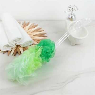 Мочалка на ручке двухцветная 30 г, цвет МИКС - фото 2064094