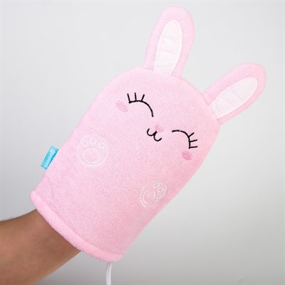 Мочалка детская для купания «Зайка», варежка, из махры - фото 2064397