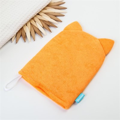 Мочалка детская для купания «Котик», варежка, из махры - фото 2064409