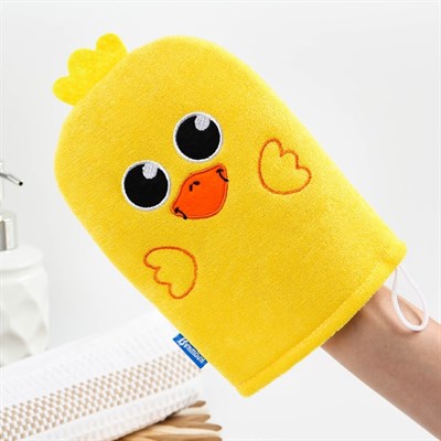 Набор для купания «Утёнок», 2 предмета: мочалка + игрушка - фото 2064450