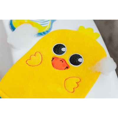 Набор для купания «Утёнок», 2 предмета: мочалка + игрушка - фото 2064454