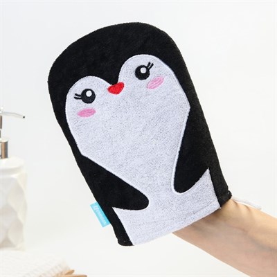 Игрушка-мочалка для купания "Пингвинчик" из махры - фото 2064514