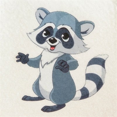 Набор для бани детский "Енот" в косметичке: шапка с принтом, мочалка - фото 2064575