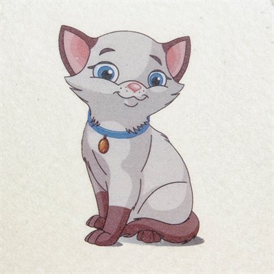 Набор для бани детский "Котёнок" в косметичке: шапка с принтом, мочалка - фото 2064588