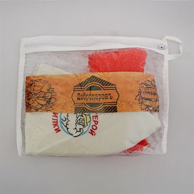 Набор для бани в косметичке "Герой парилки" шапка, мочалка - фото 2064603