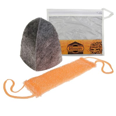 Набор для бани в косметичке "Классический" шапка, мочалка - фото 2064636