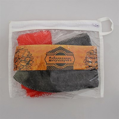 Набор для бани в косметичке "Классический" шапка, мочалка - фото 2064639