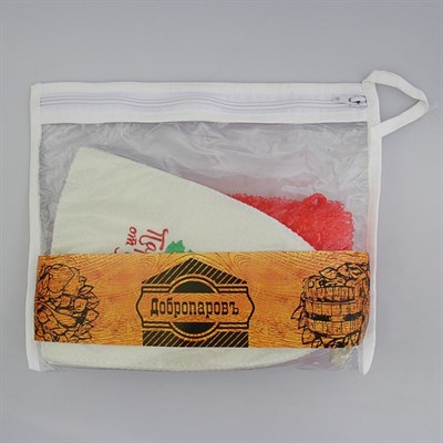 Набор для бани в косметичке «Парься от души»: шапка, мочалка - фото 2064652