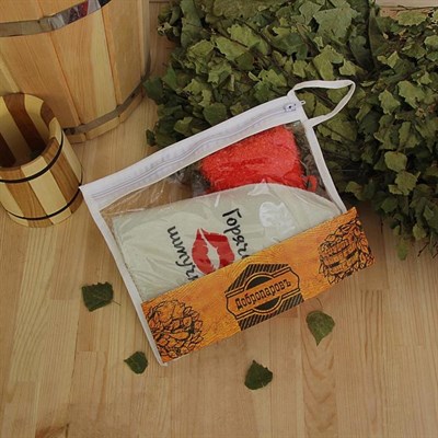 Набор для бани в косметичке "Горячая штучка" шапка, мочалка - фото 2064693