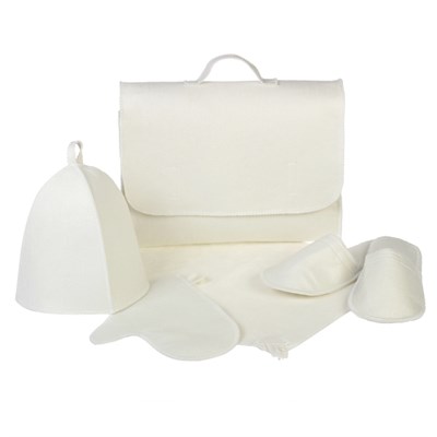 Набор банный портфель 5 предметов, белый, без вышивки, первый сорт - фото 2064763