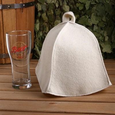 Шапка банная "Классическая" белая, из войлока + Пивной бокал, 570 мл, МИКС - фото 2064990