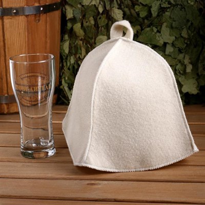 Шапка банная "Классическая" белая, из войлока + Пивной бокал, 570 мл, МИКС - фото 2064991