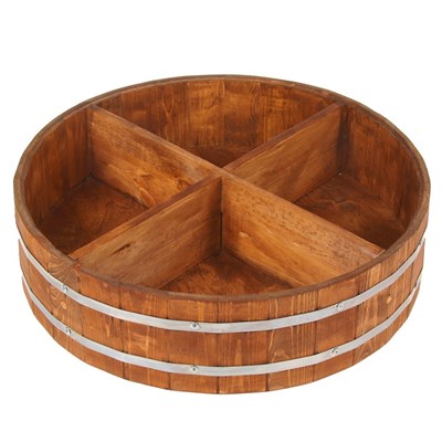 Полка бочка бондарная 4 отсека, ХВОЯ, морёная, D=62см - фото 2065010
