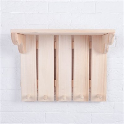 Полка-вешалка "Классическая" 5 крючков 30х38х23см, липа "Добропаровъ" - фото 2065024