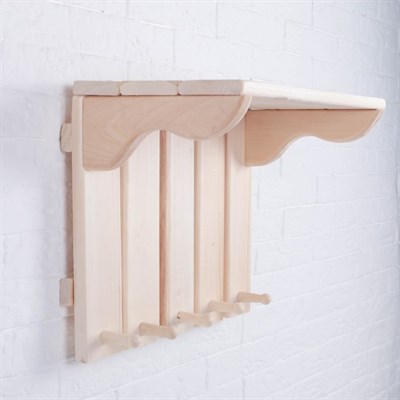 Полка-вешалка "Классическая" 5 крючков 30х38х23см, липа "Добропаровъ" - фото 2065025