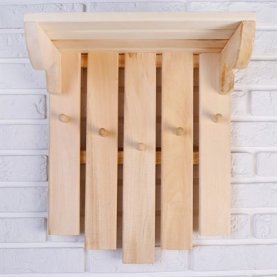 Полка-вешалка большая 5 крючков 34х39х45см, липа "Добропаровъ" - фото 2065057