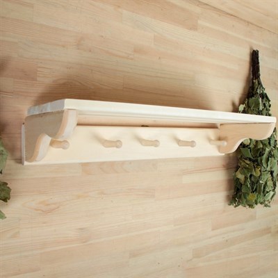 Полка большая с вешалкой 5 крючков 57х18х12см, липа "Добропаровъ" - фото 2065060
