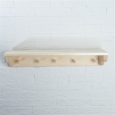 Полка большая с вешалкой 5 крючков 57х18х12см, липа "Добропаровъ" - фото 2065061