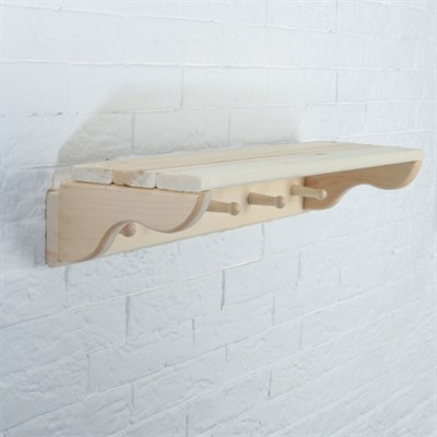 Полка большая с вешалкой 5 крючков 57х18х12см, липа "Добропаровъ" - фото 2065062