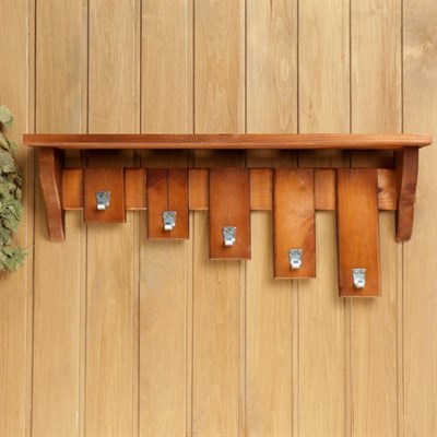 Полка-вешалка "Ступенька", морёная, ХВОЯ, 63х26х13см - фото 2065175