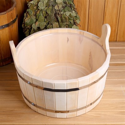 Шайка из липы круглая, 15л, пластиковая вставка, "Добропаровъ" - фото 2065194