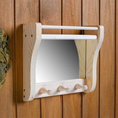 Полка с зеркалом и 3 крючками - фото 2065349