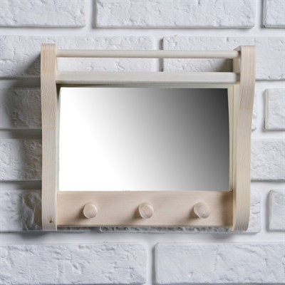 Полка с зеркалом и 3 крючками - фото 2065350