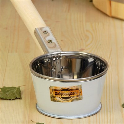 Ковш из нержавеющей стали, 0,35л, с деревянной ручкой, белый, "Добропаровъ" - фото 2065367