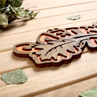 Табличка 2-слойная "С легким паром (листики)", 30х12см - фото 2065459