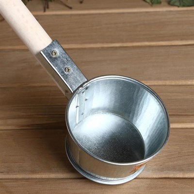 Ковш из нержавеющей стали, 0,35л, с деревянной ручкой - фото 2065622