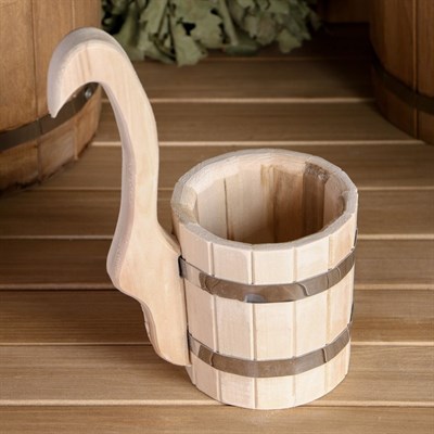 Ковш из липы, 0,8л, с вертикальной ручкой, "Добропаровъ" - фото 2065669