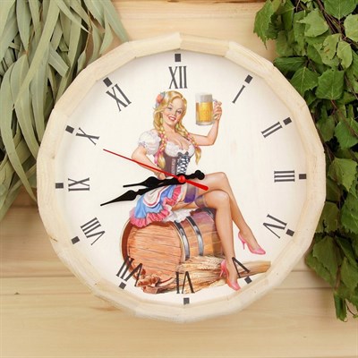 Часы банные бочонок "Добропаровъ. Дама с пивом" - фото 2065933