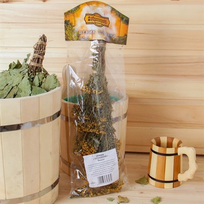 Веник для бани ТРАВЯНОЙ из пижмы для суставов от ушибов и ран - фото 2066208