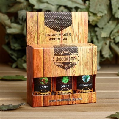Набор эфирных масел эвкалипт, мята, кедр по 17 мл, "Добропаровъ" - фото 2066307