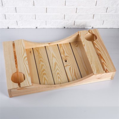 Поднос для вина под две бутылки, ручки-вырезы боковые, масло, МАССИВ, 40×70 см - фото 2066364