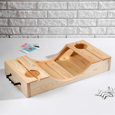 Поднос для вина под две бутылки, ручки металлические, масло, МАССИВ, 30×60 см - фото 2066382