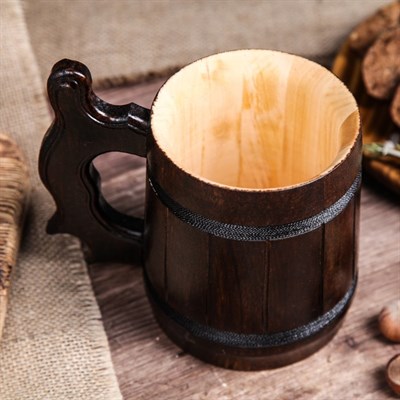 Кружка для пива, деревянная "Ретро", 0,3 л - фото 2066426