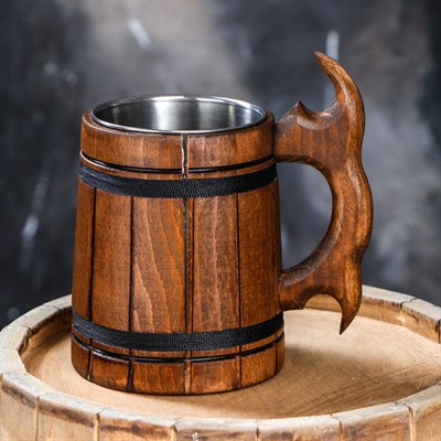 Кружка пивная с колбой "Мюнкер", тёмная, 0,5 л, 1 сорт - фото 2066431