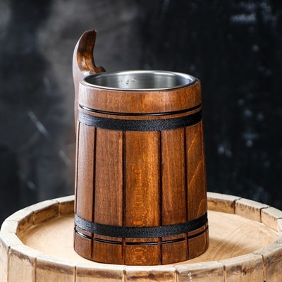 Кружка пивная с колбой "Мюнкер", тёмная, большая, 0,5 л, 1 сорт - фото 2066434