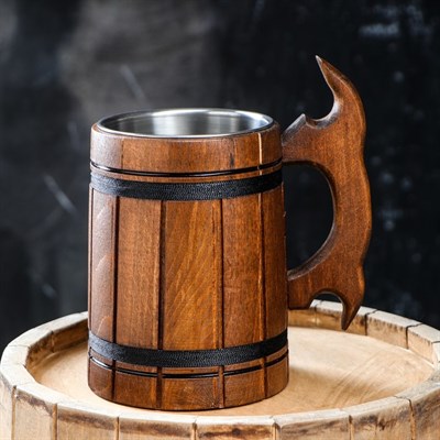 Кружка пивная с колбой "Мюнкер", тёмная, большая, 0,5 л, 1 сорт - фото 2066435