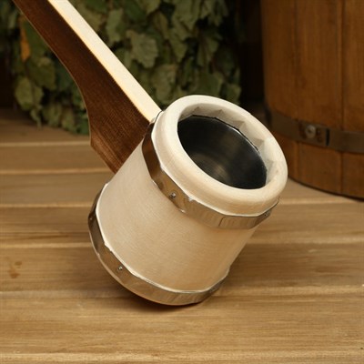 Черпак из липы, "Емеля", 0,25л, нержавеющая вставка, с длинной ручкой, Термо ручка - фото 2066525