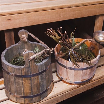 Ведро из липы, "Емеля", 10л, нержавеющий обруч, ручка-веревка, крашеное, "Добропаровъ" - фото 2066539